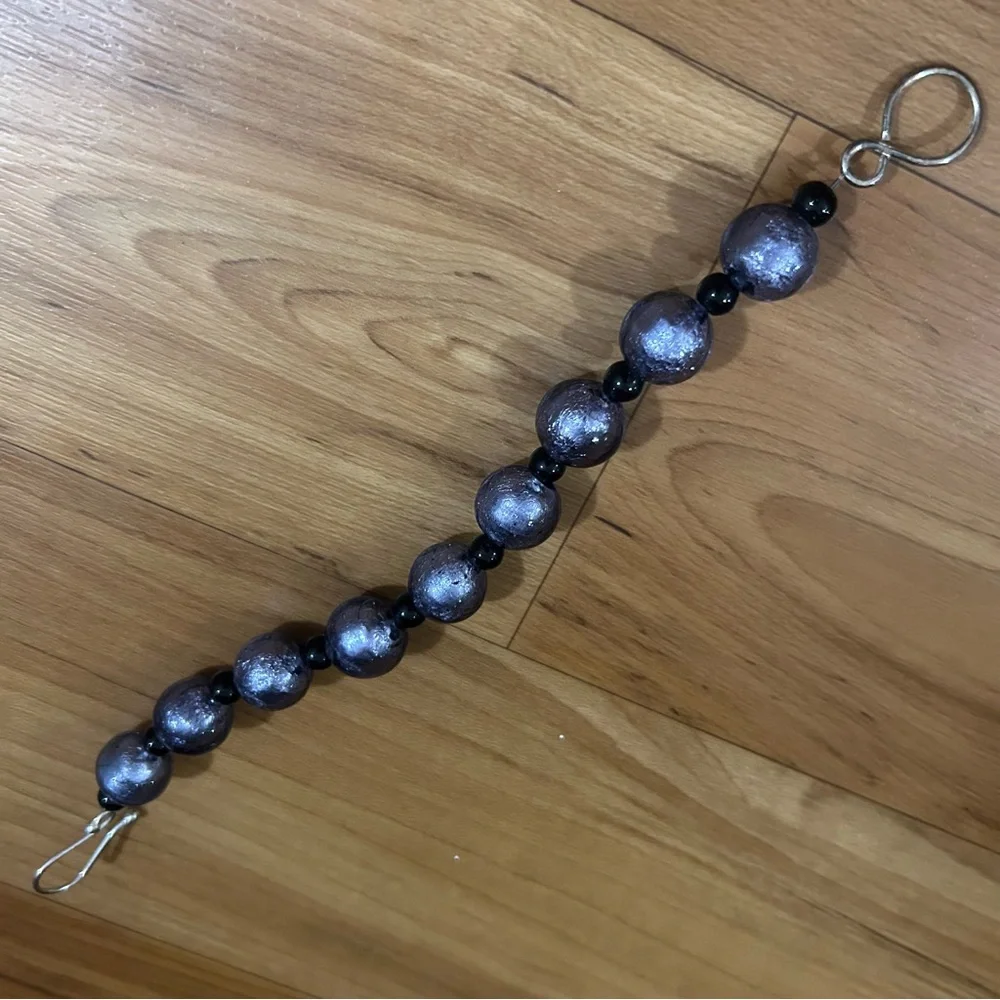 Purple and Black Beaded Bracelet